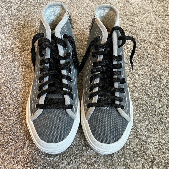 P448. Sally Grey high top platform sneakers size 38 / 7.5 - Picture 2 of 10